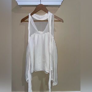 100%silk white Calvin Rucker blouse